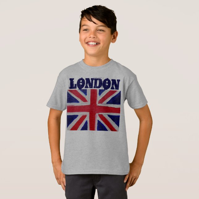 London Black Modern Boys England United Kingdom T-Shirt (Front Full)