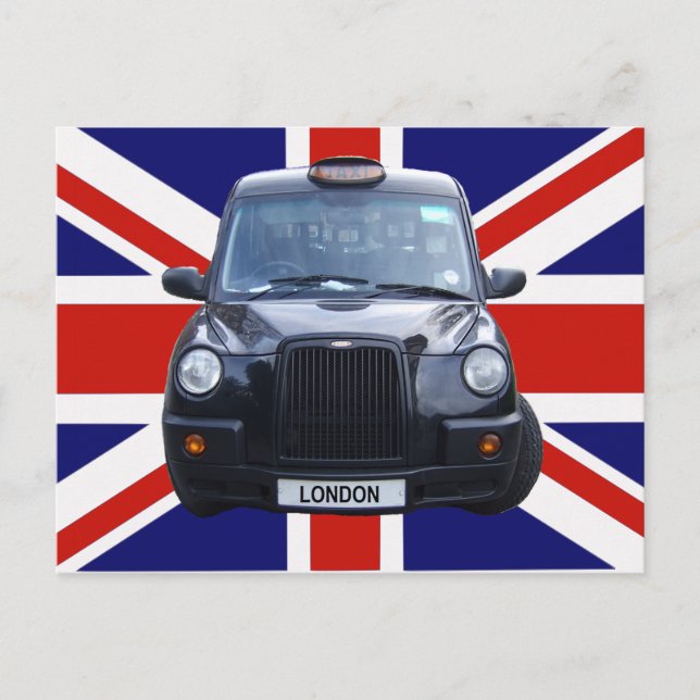 London Black Taxi Cab Postcard (Front)