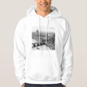 London Black & White Pencil Drawing Hoodie