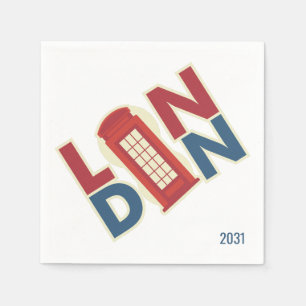 London Blue Red Custom Napkin