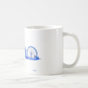 London Blue skyline watercolor England Modern  Coffee Mug