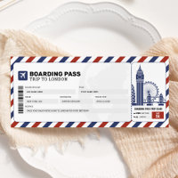 London Boarding Pass Travel Trip Plane Gift Ticket