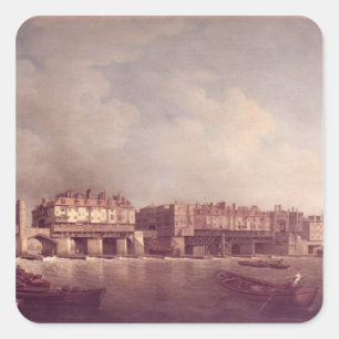 London Bridge before the Alteration in 1757 Square Sticker