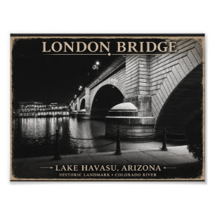 London Bridge Black & White Night Photo Print