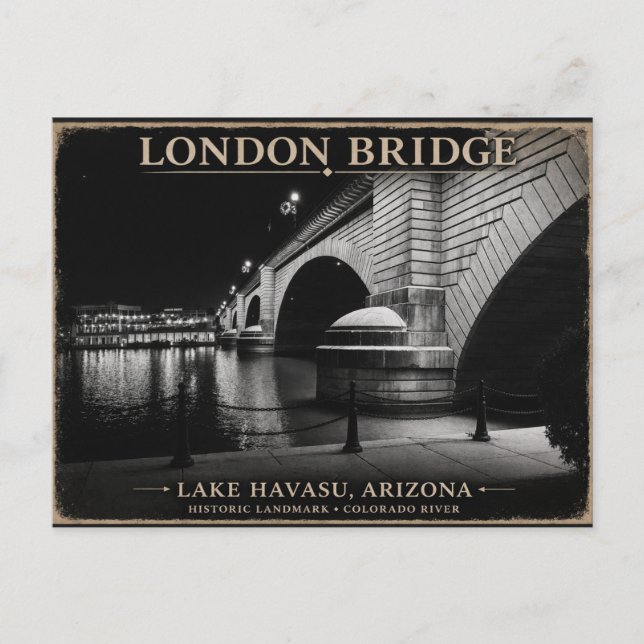 London Bridge Black & White Night Postcard (Front)
