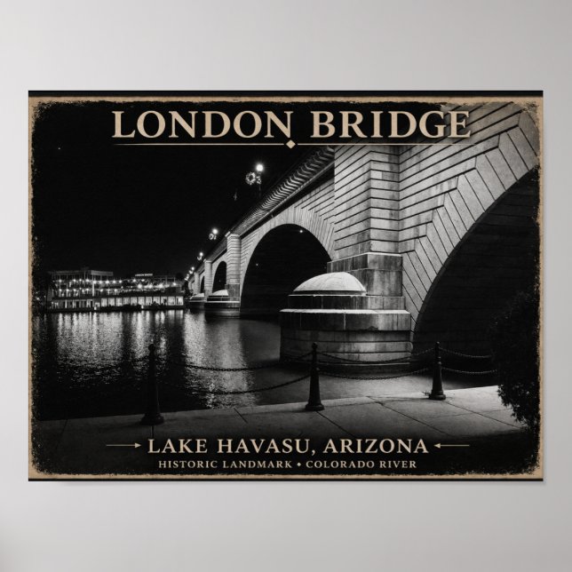 London Bridge Black & White Night Poster (Front)