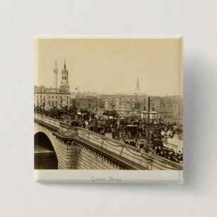London Bridge, c.1880 (sepia photo) 15 Cm Square Badge
