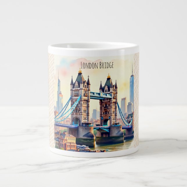 London Bridge , Tower Bridge, a Work of Art Large Coffee Mug (Front)