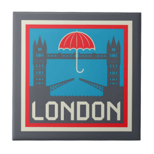 London Bridge with Umbrella Ceramic Tile