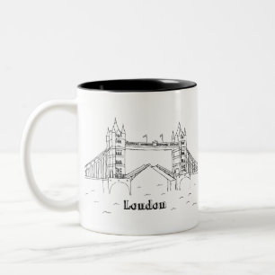 London Bridges Vacation Drawing Vacation Art Trave Two-Tone Coffee Mug