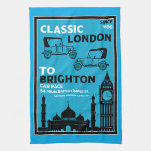 London Brighton Vintage Car Run Tea Towel