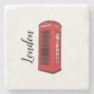 London British Red Phone Booth Stone Coaster