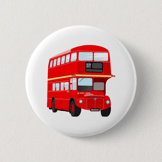 London Bus 6 Cm Round Badge (Front)