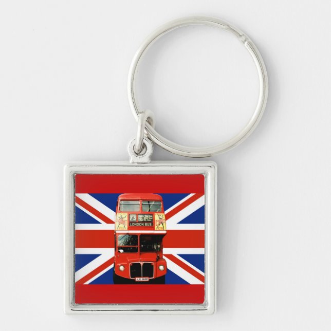 London Bus and British Flag Key Ring (Front)