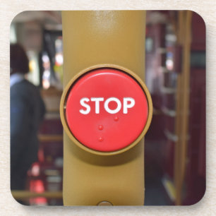 London bus stop button close up coasters