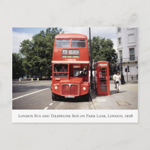 London Bus & Telephone Box Central London 1998 Postcard