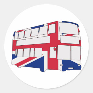 London Bus with Union Jack t shirts and gifts Classic Round Sticker