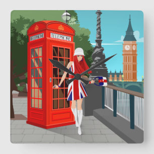 London Calling Square Wall Clock