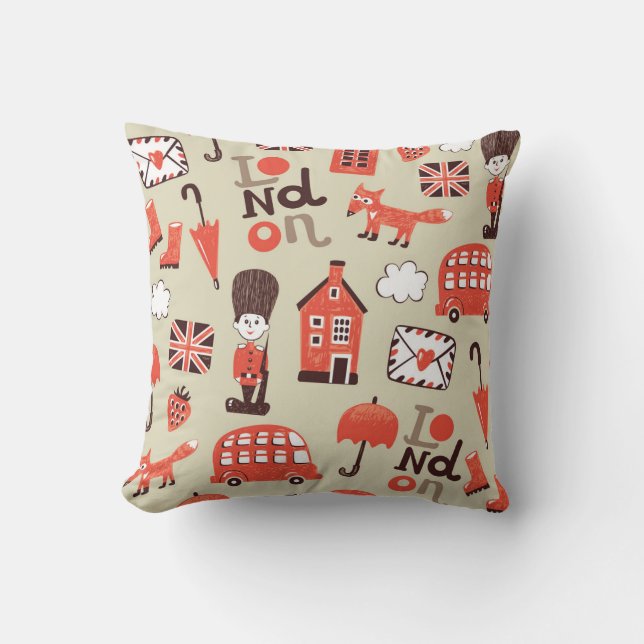London Childish: Funny Pattern Design Cushion (Front)