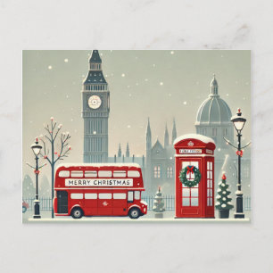 London Christmas Big Ben & Festive London Holiday Postcard