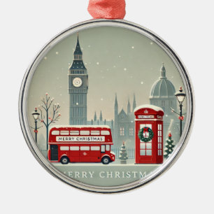 London Christmas   Big Ben & Festive London Metal Ornament