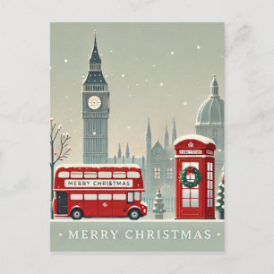 London Christmas Big Ben & Festive London Postcard