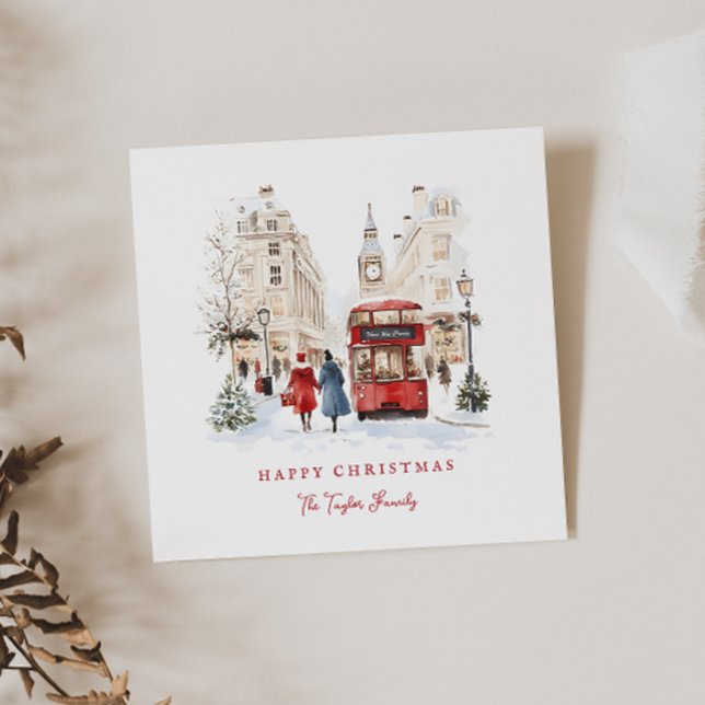 London Christmas Watercolor City Scene Holiday Card (Creator Uploaded)