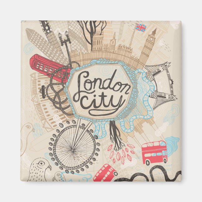 London City Doodle Art Magnet (Front)