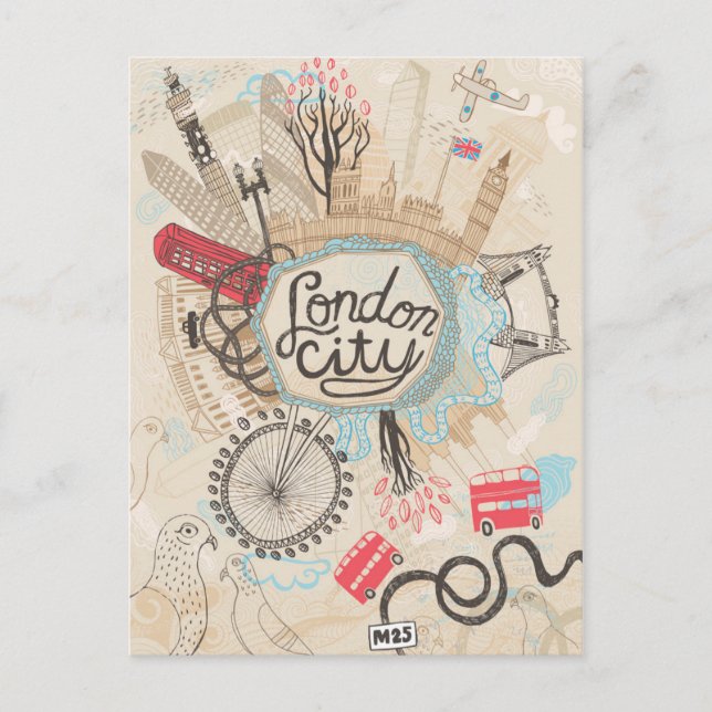 London City Doodle Art Postcard (Front)