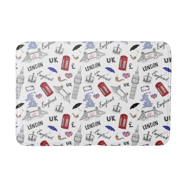 London City Doodles Pattern Bath Mat (Front)