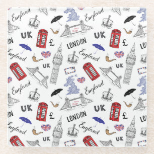 London City Doodles Pattern Glass Coaster