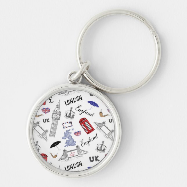 London City Doodles Pattern Key Ring (Front)