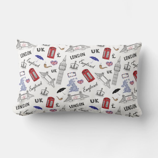 London City Doodles Pattern Lumbar Cushion (Front)