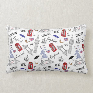 London City Doodles Pattern Lumbar Cushion