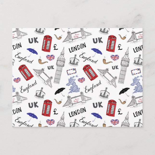 London City Doodles Pattern Postcard (Front)