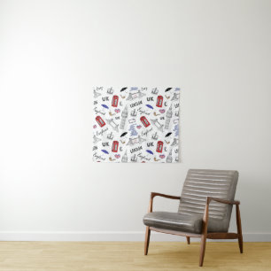London City Doodles Pattern Tapestry