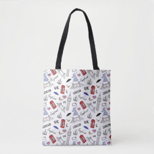 London City Doodles Pattern Tote Bag