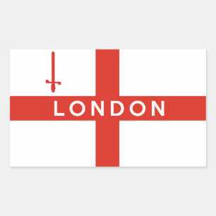 london city england british flag text name rectangular sticker