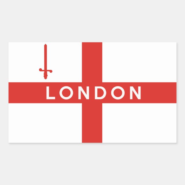 london city england british flag text name rectangular sticker (Front)