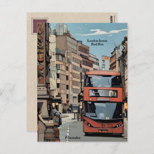 London City Iconic Red Bus England Personal  Postcard