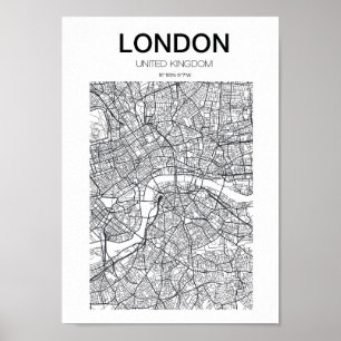 London City Map – Minimalist Black & White Art Poster