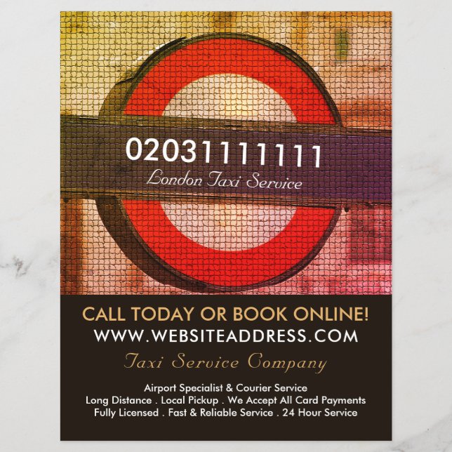 London City Mosaic Effect Taxi Sign & Price List Flyer (Front)