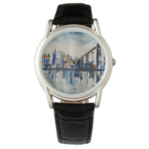 London City Skyline Abstract Painting Poster Postc Watch