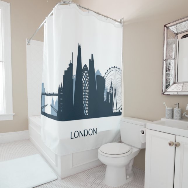 London City Skyline Shower Curtain (In Situ)