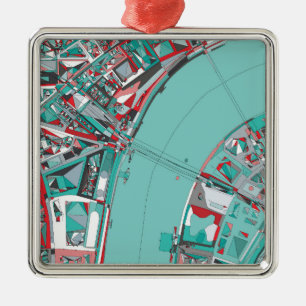 London City Structure Map Metal Ornament