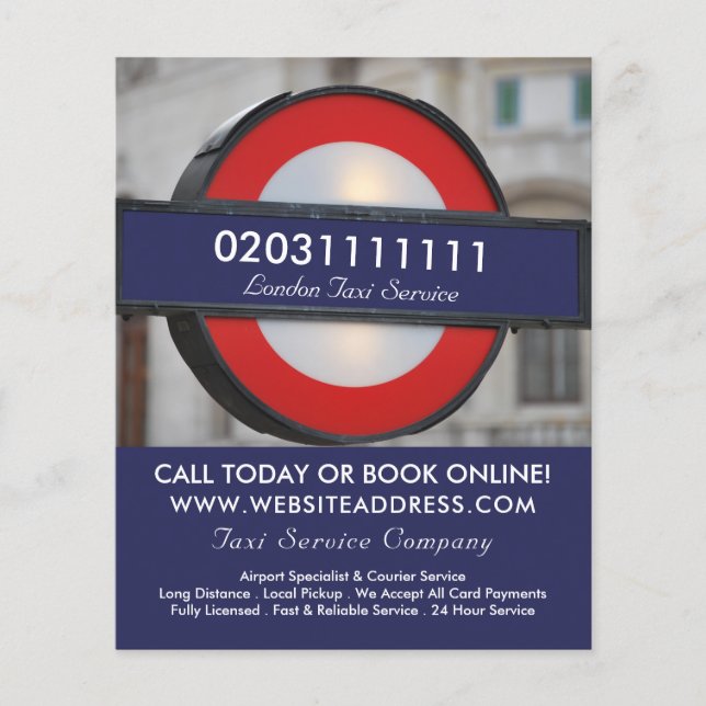 London City Taxi Sign & Price List Flyer (Front)