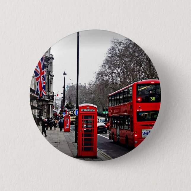 London cityscape 6 cm round badge (Front)