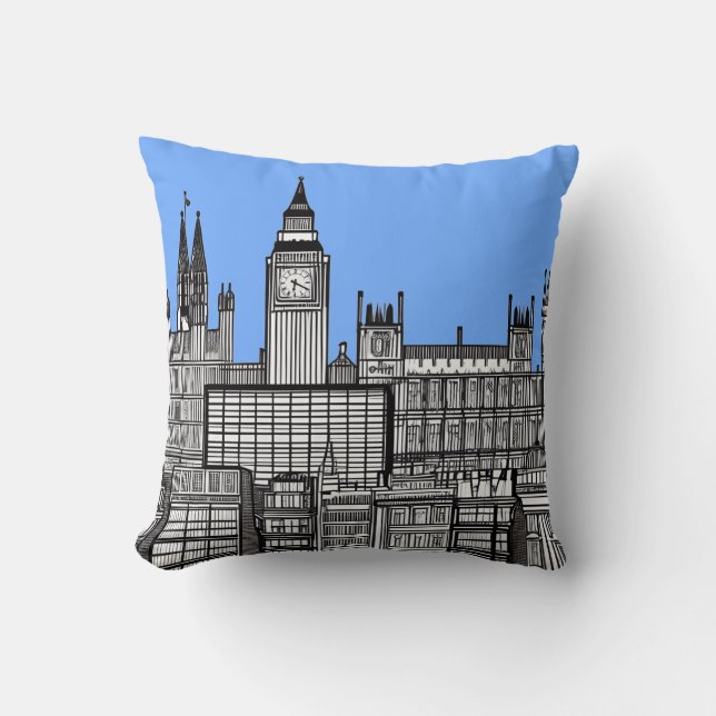 London Cityscape Black and White  Cushion (Front)