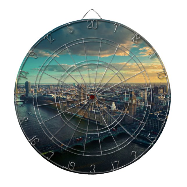 London Cityscape with Sunset Dartboard (Front)