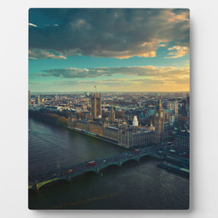 London Cityscape with Sunset Plaque